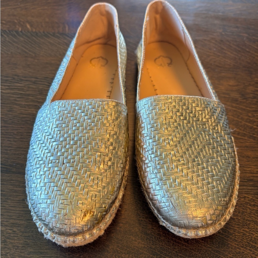 C Wonder Gold Leather Textured Flats